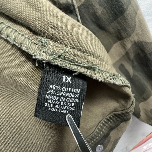 D. Jeans Camouflage Denim Jacket Button Front Army Green Women's Size 1X - Picture 6 of 12
